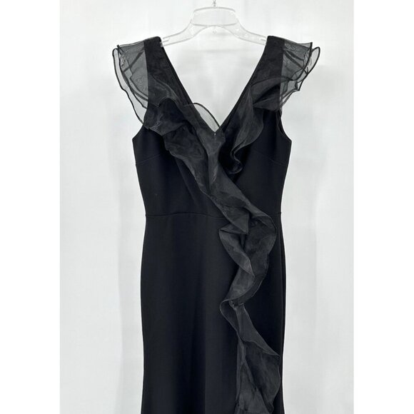 NEW DKNY maxi dress ruffle sleeveless party formal cocktail evening black 4 - Picture 6 of 14
